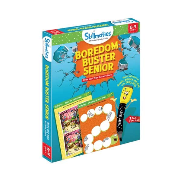 Boredom Buster Senior - Solve Puzzles and Math Challenges - Write and Wipe Activity Game For Kids Aged 6+ Years